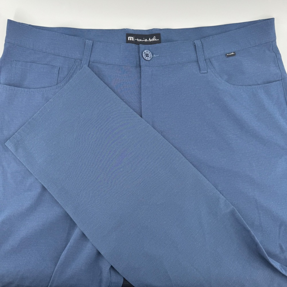 TravisMathew Open to Close Blue Golf Pants Mens 40 Stretch Straight Leg Trousers